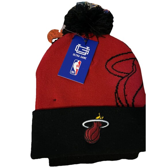 Miami Heat NBA Beanie Scarf Set Black Red Hat Basketball Florida New - Picture 2 of 6
